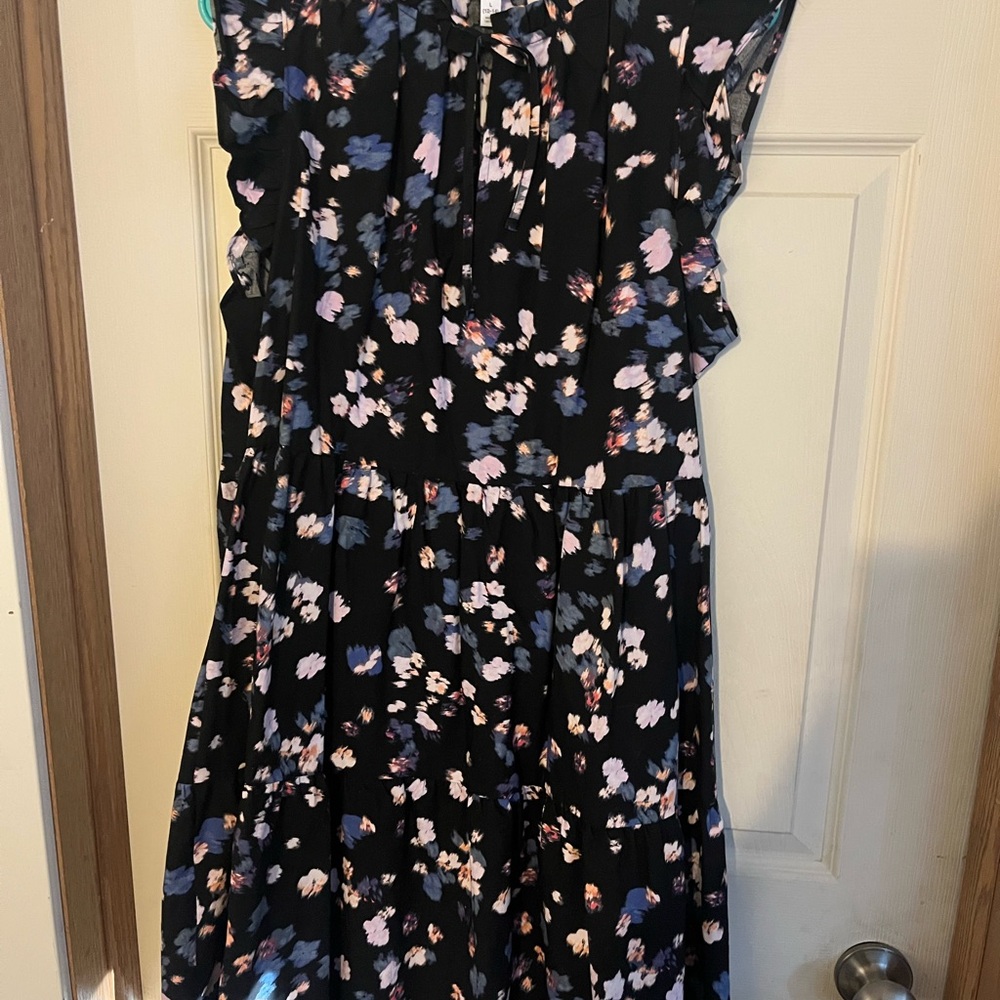Time and Tru Black Floral Casual Dress